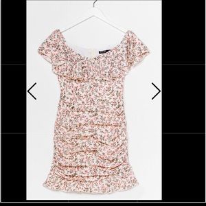 Ruched Floral Fitted Mini Dress